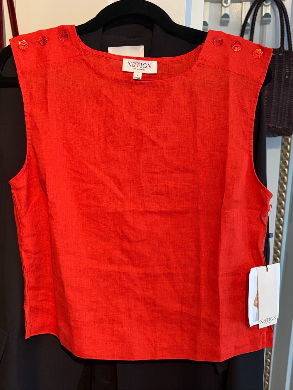 NWT: Nation Los Angeles Red Linen Shell Top
